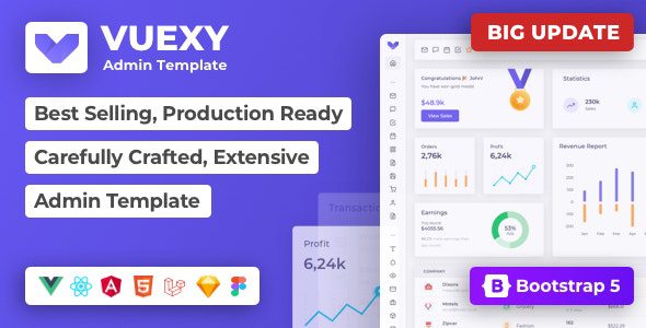 Vuexy 10.4.0 – Vuejs， Nuxt， Next.js， HTML， Laravel， Asp.Net & Django管理仪表板模板